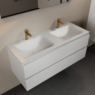 AIVY 120cm badmeubel Talc, wastafel Talc solid surface dubbel 2 kraangaten (AI-351651TALC-SI - AI-M120TADU)