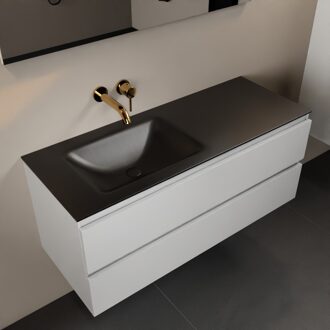 AIVY 120cm badmeubel Talc, wastafel Urban solid surface links zonder kraangat (AI-351631URBAN-NO - AI-M120TALI)