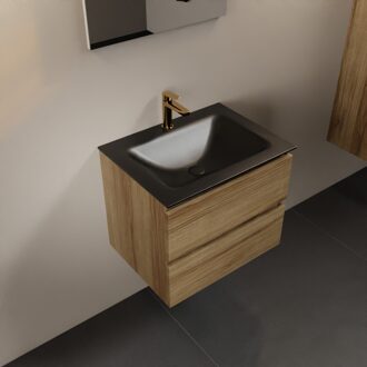 AIVY 60cm badmeubel Chai, wastafel Urban solid surface midden 1 kraangat (AI-351111URBAN-SI - AI-M60CHMI)