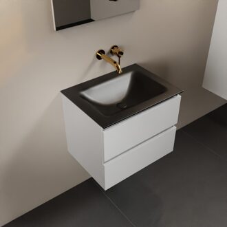 AIVY 60cm badmeubel Talc, wastafel Urban solid surface midden zonder kraangat (AI-351111URBAN-NO - AI-M60TAMI)