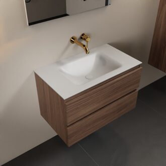 AIVY 80cm badmeubel Mocha, wastafel Talc solid surface midden zonder kraangat (AI-351171TALC-NO - AI-M80MOMI)