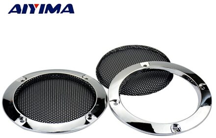 AIYIMA 2 Stuks 3Inch Zilveren Auto Speaker Grill Mesh Behuizing Netto Beschermhoes Speaker DIY