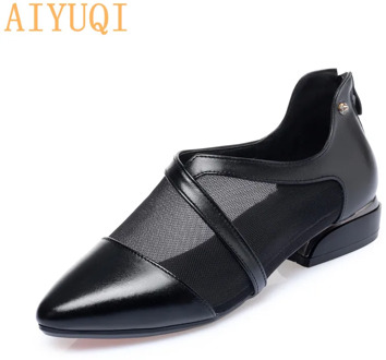 AIYUQI Fashion Women Shoes Summer 2020 New Genuine Leather Women Shoes Large Size 41 42 Mesh Rhinestone Professional Shoes Women