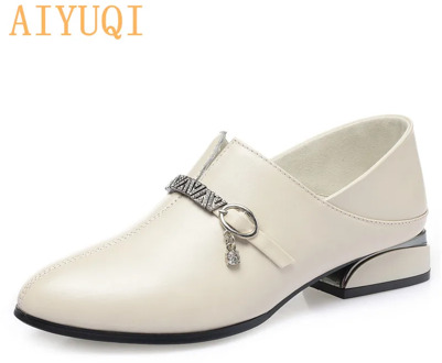 AIYUQI Genuine Leather Autumn Shoes Women 2020 New Fashion Pointed Women Shoes Large Size 41　42　43 Low Heel Casual Ladies Shoes