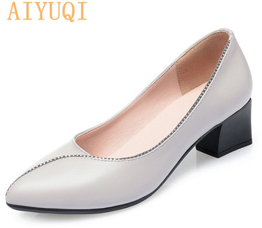 AIYUQI Spring Footwear Women 2020 New Mid-heel Pointed Women's Fashion Single Shoes Large Size 41 42 43 Women's Work Shoes