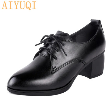 AIYUQI Women Dress Shoes 2020 New Genuine Leather Fashion Delicate Sweet Lace Up High Heel Shoes Women Pointed Toe