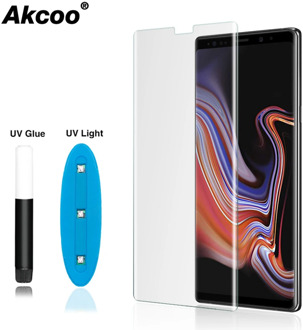 Akcoo Note 8 screen protector UV Full Glue Tempered Glass for Samsung Galaxy S8 9 note 8 9 full cover with earpiece hole cut out