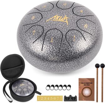 Aklot Staal Tong Drum 6 Inch 8 Notes Zilveren Kleur Percussie Instrument Met Drum Hamers Draagtas Muziek Boek
