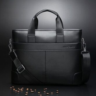 Aktetas handtas Mannen tas Pu Leer Hoge capaciteit Zakelijke Tas Casual Tassen Retro Travel Computer Laptop Eenvoudige Dot zwart