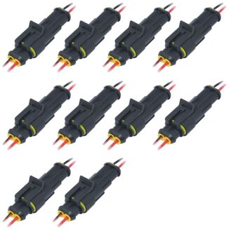 AL21 -10Pcs 2Pin Manier Auto Waterdichte Mannelijke Vrouwelijke Elektrische Connector Plug Draad Kit Set