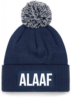 Alaaf muts met pompon unisex one size - Navy One size