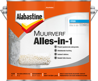 Alabastine Muurverf 2in1 Renovatie Wit 2,5l