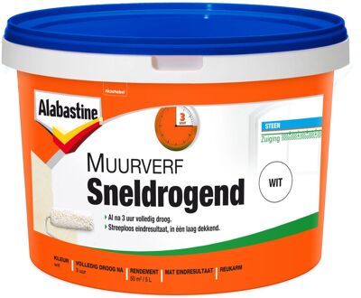 Alabastine Muurverf Sneldrogend - RAL 9010 -  5 liter