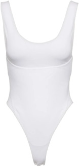 Alaia Blanc Bodysuit - Hoge Beenuitsnijding Alaïa , White , Dames - L,M