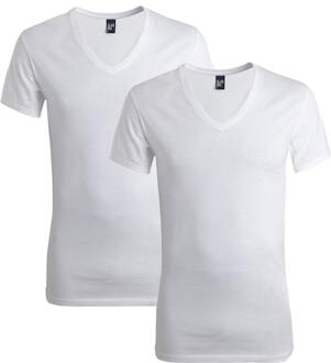 Alan Red Dean Heren T-shirt Wit Diepe V-Hals 2-Pack - S