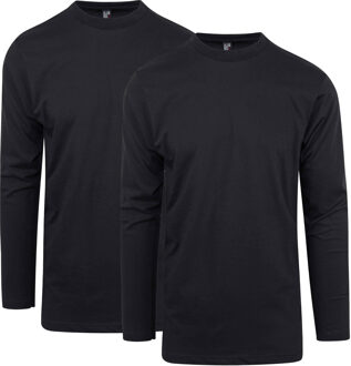 Alan Red Longsleeve T-shirt Virginia 2Pack Ronde Hals Black  2XL Zwart