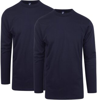 Alan Red Longsleeve T-shirt Virginia 2Pack Ronde Hals Navy  2XL