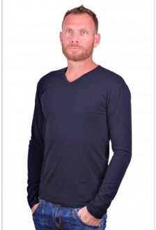 Alan Red stretch longsleeve T-shirt Oslo, V-hals, blauw