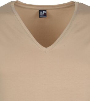 Alan Red T-shirts no neck (2-pack) - diepe V-hals - beige -  Maat: S