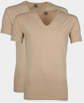 Alan Red T-shirts no neck (2-pack) - diepe V-hals - beige -  Maat: XXL