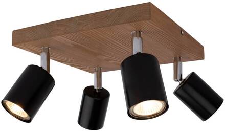 Alara Spot 4-lamps 25x25cm dennenbruin bruin, zwart