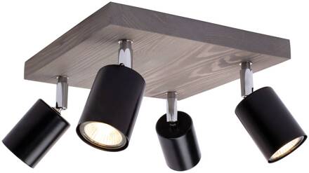 Alara Spot 4-lamps 25x25cm grenen grijs grijs, zwart