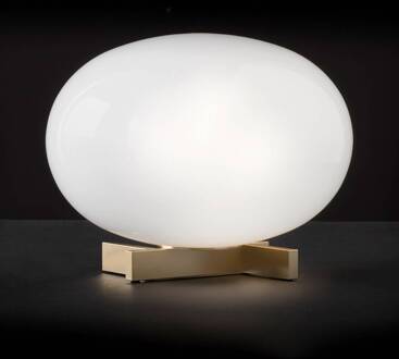 Alba - Opalen glazen tafellamp, dimbaar gesatineerd messing, opaal