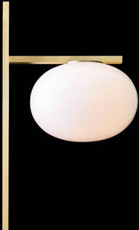 Alba - Vloerlamp met dimmer, 1-lamp gesatineerd messing, opaal