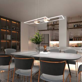 Albany LED hanglamp, bruin, 100 x 28 cm, aluminium, CCT, dimbaar koffiebruin