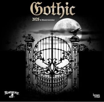 Alchemy Gothic Official 2025 12 X 24 Inch Monthly Square Wall Calendar Plastic-Free - Browntrout