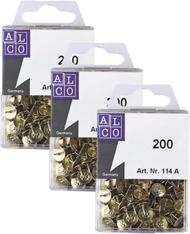 ALCO Prikbord punaises - set 600x stuks - goud - metaal - kantoor artikelen - platte kop
