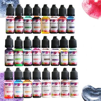 Alcohol Inkt Set-24 Flessen Van Heldere Kleuren Hoge Concentratie Alcohol Inkt Vloeistof Schilderen (Elk 10Ml) voor Epoxy Verf