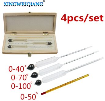 Alcoholmeter Alcohol Meter Wijn Concentratie Meter Vodka Whisky Hydrometer Tester Vintage Gereedschappen Bar Set 0-100% + Thermometer