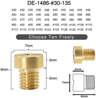 Alconstar 12Pcs Main Jet Voor Dellorto Carburateur Sha Phbg Ad/Ds Racing Belangrijkste Injector Nozzle Pilot Jet Oranje
