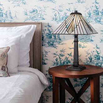 Alderley tafellamp, 30 cm x 30 cm, Tiffany stijl, brons brons, gekleurd