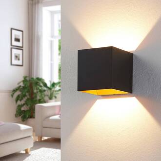 Aldrina LED wandlamp, zwart, set van 2 zwart, oranje goud