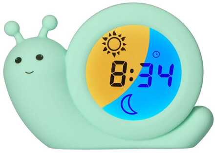 Alecto Slaaptrainer, nachtlampje en wekker, slak Alecto Mint Groen