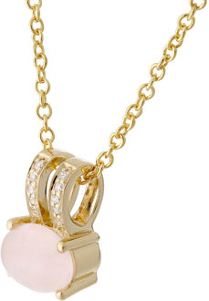 'Alena' Dames 925 Sterling Zilver Set: Ketting-Hanger + Oorbellen - Gouden SET-7122/G