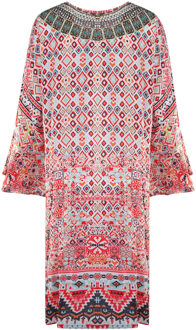 Aleppo 1928 Print Short Frill Multicoloured Kaftan Cover Up Veelkleurig