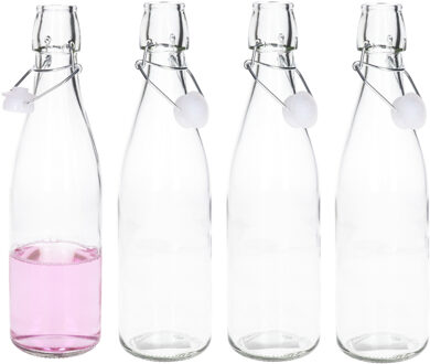 Alessandro Beugelfles/weckfles - 4x - glas - transparant - luchtdicht - 500 ml