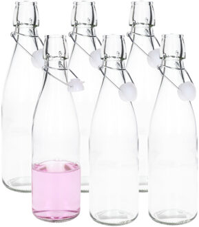 Alessandro Beugelfles/weckfles - 6x - glas - transparant - luchtdicht - 500 ml