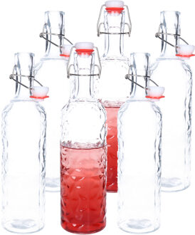 Alessandro Beugelfles/weckfles - 8x - gedecoreerd glas - transparant - luchtdicht - 1,1 liter