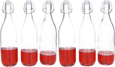 Alessandro Beugelfles/weckfles set van 24x - transparant - 1 liter - 32 cm - karaf - waterfles met beugeldop