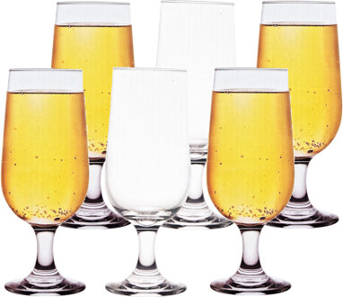 Alessandro Bierglazen Cerveza?- 6x - voetglas - 400 ml - 7,5 x 19 cm - bierglas