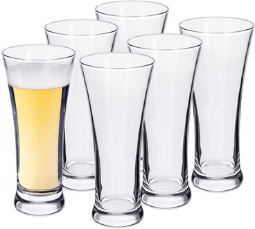 Alessandro Bierglazen Flutes - 6x stuks - hoog glas - 350 ml - 7 x 15 cm