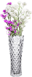 Alessandro Bloemenvaas Mystic - glas - luxe bubbels relief - 7 x 7 x 18 cm - voor kleine bloemen