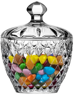 Alessandro Bonbonniere met deksel - Empoli - gedecoreerd glas - 9 x 11 cm - snoeppot