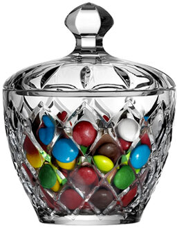 Alessandro Bonbonniere met deksel - London - gedecoreerd glas - 9 x 11 cm - snoeppot