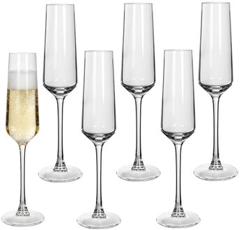 Alessandro Champagneglazen Excalibur - 12x stuks - glas - 200 ml - H26 cm