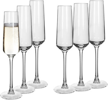 Alessandro Champagneglazen Excalibur - 6x stuks - glas - 200 ml - H26 cm